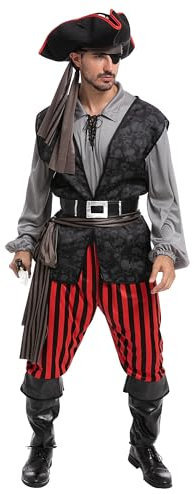 Spooktacular Creations Adult Men Pirate Costume for Halloween, Costume Party, Trick or Treating, Cosplay Party