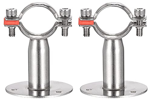sourcing map Wall Mount Ceiling Mount Pipe Support, 304 Stainless Steel Adjustable Pipe Strap Clamp for 38-40mm Pipe 2pcs