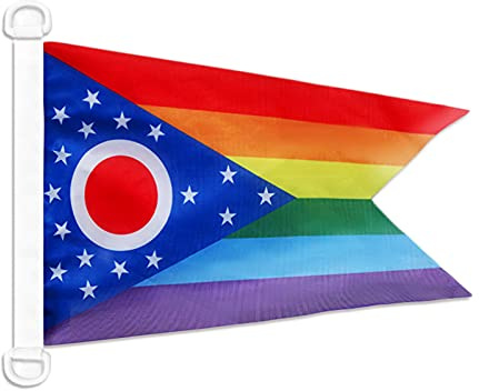 AZ FLAG - Drapeau Ohio Arc-en-ciel - 45x30 cm - Pavillon Nautique Lgbt - De L'Ohio Gay Spécial Bateau Et Extérieur En Maille Bloquée Avec Anneaux Plastiques Intégrés - 30g