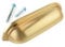 French Furniture Fittings Sets of 6 Cup Handles for Kitchen cabinets, Cupboard Drawer & Door Shell Handles, matt Brushed Brass Finish by FFF (96mm Between fixings)