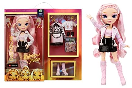 Rainbow High Vision Royal Three K-Pop Modepuppe - Minnie Choi - 2 Mix & Match Designer Outfits mit Mikrofon Headset & Band Merchandising - Ideal für Kinder ab 6 Jahren