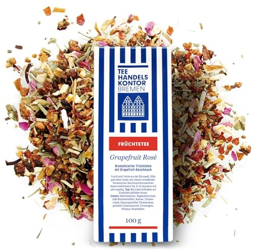 Hochwertiger Grapefruit Rosé Früchtetee lose in Spitzenqualität | Frucht & Frische aus der Zitruswelt | 100 g loser Tee | Aromatisierter Früchtetee lose | TEE HANDELSKONTOR BREMEN