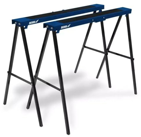 Dedra N110 2 Stück Metallböcke, multifunktionale Lösung für Arbeitsplätze, Tragfähigkeit 250 kg/Paar, Höhe 78 cm, Länge 99,5 cm, zusammenklappbar, Arbeitsfläche mit Anti-Rutsch-Auflage