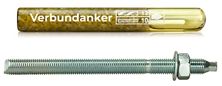 Isolbau Verbundanker Set - Verbundankerpatrone styrolfrei V10 + Ankerstange verzinkt M10 x 130 - ETA/ETAG Zulassung - 1 Stück