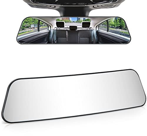 JoyTutus Rear View Mirror, Universal 12 Inch Panoramic Convex Rearview Mirror, Interior Clip-on Wide Angle Rear View Mirror to Reduce Blind Spot Effectively for Car SUV Trucks -Clear(305X75mm)