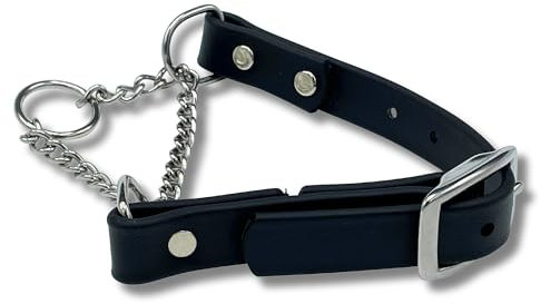 JIM HODGES DOG TRAINING Martingale Halsband für Hunde, Biothane, Edelstahl-Hardware, kein Ziehen, professionelle Qualität, Größe M, Schwarz
