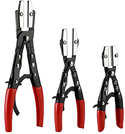 EMENTOL Automatische Verriegelung Ratschenschlauch Pinch Off Zange Set, inkl. 20.3 cm, 25.4 cm und 30.5 cm Größen, 3 Stück Crimpzange Abklemmwerkzeug Set, Staubsauger, Heizung und Kraftstoffsystem