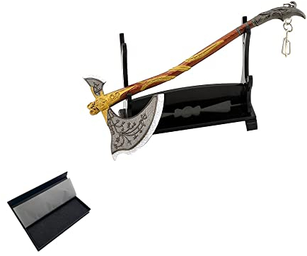 Hanaiette 1 x God of War Chaos Klinge Donner Hammer Axt Schwert Waffe Modell Schlüsselanhänger mit Präsentationsständer (Box Modell 9)
