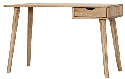 möbelando Schreibtisch TI-0078 aus Wildeiche massiv in Natur geölt mit Einer Schublade. Abmessungen (BxHxT) 120x75x55 cm