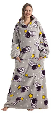 Pterygoid Verlängert Übergroße Hoodie Decke, Sweatshirt mit Taschen und Kapuze, Decken Damen, Superweiche Warme Kuschelpullover TV, Tragbare Für Herren Frauen Erwachsene, L-5XL