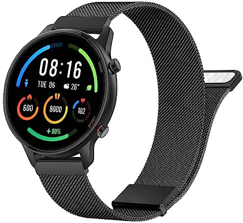 Oumida Metallo Cinturino per Xiaomi Mi Watch,22 mm Acciaio Magnete Cinturino Loop compatibile con Xiaomi Mi Watch Color Sport,Nero