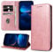 DENDICO Case for Google Pixel 6A 5G, Classic PU Leather Magnetic Wallet Case, Flip Folio Protective Phone Cover Compatible with Google Pixel 6A 5G, Rose Gold