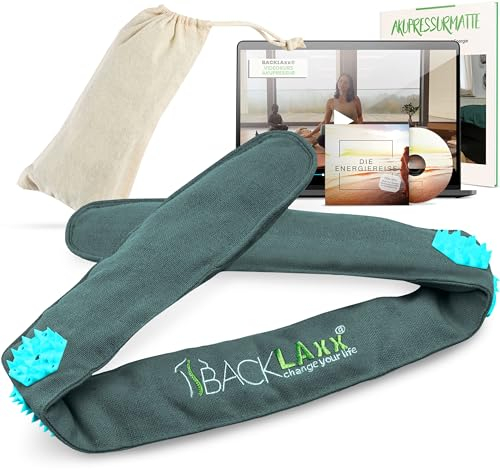 BACKLAXX ® Akupressur Stirnband gegen Migräne und Kopfschmerzen. Akupunktur Kopfband, Kopfmassagegerät mit Tasche zur Kopfmassage. Head Massager zur Entspannung, Beauty Stirnband türkis