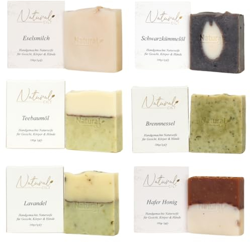 6x Natural Cilt Seife - Geschenkset - 100% Naturseife - ohne bedenkliche Inhaltsstoffe - Zertifiziert - Handgemacht - Duschseife für alle Hauttypen - Duschgel - Naturkosmetik
