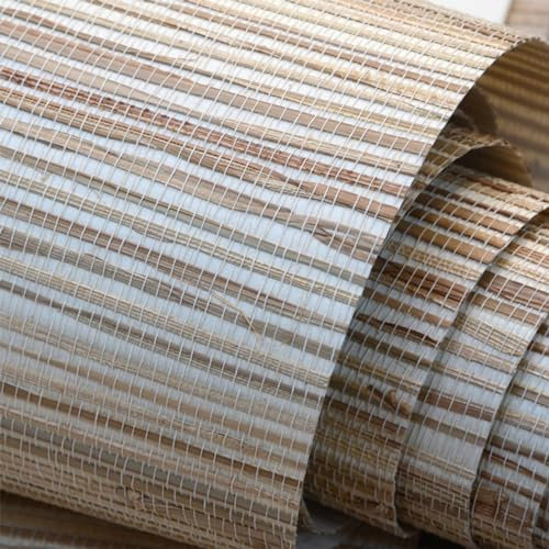 PUCIO Natur Stroh Tapete Flechten Sie Beschaffenheits, Echte Naturfasertapete Grastapeten, Strukturtapete Tapete Boho Style Beige, Wandtapete für Flur Schlafzimmer Wohnzimmer Hotel Dekoration