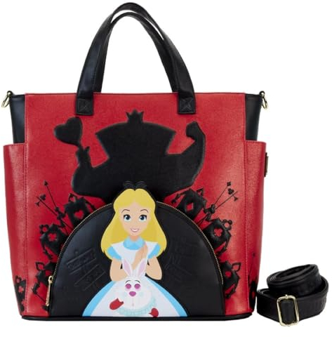 Loungefly Disney Alice im Wunderland Villains Convertible Tote Bag, Mehrfarbig/Meereswellen (Ocean Tides), Einheitsgröße