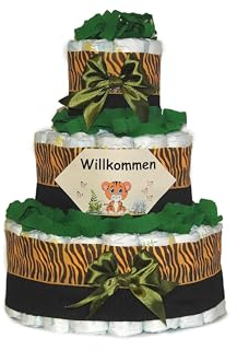 Windeltorte | Geschenk zur Geburt | Windelgeschenk neutral | Dschungel Tiger