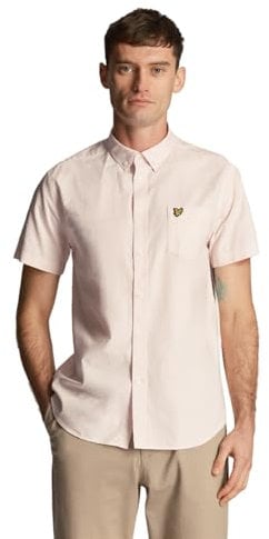 Lyle & Scott Chemise Oxford à manches courtes pour homme, rose clair, XL