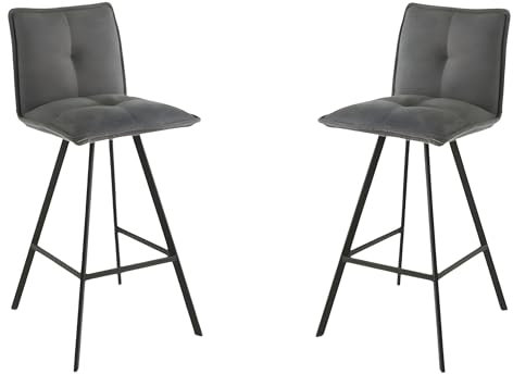 Mondo Viro Set Hocker Sila aus gepolstertem Stoff, 47 x 50 cm, Höhe 102 cm (2, schwarz/rauchgrau)