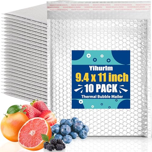 Thermal Bubble Mailer,8 x 11 Metallic Bubble Mailers,Waterproof Padded Envelopes,Self Seal Cool Bubble Mailers,Foil Mailing Envelopes,Insulated Shipping Bags for Cold Shipping (Silver 10PCS)