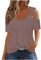 Uwdiohq Bluse Donna Manica Maglietta Maniche Corte XXL Top Eleganti da Cerimonia Camicia Curvy XXXL Celeste Taglie Forti Colla