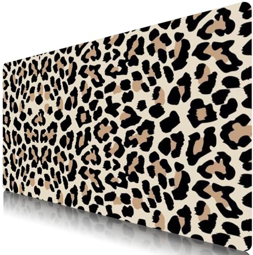 TUOLISG XXL Mauspad 800 x 400 mm Gaming Mousepad -Leopard | Computer-Mauspad, Anti-Rutsch-Gummiboden, Angenehme Oberfläche, Geeignet für Büro, Reisen