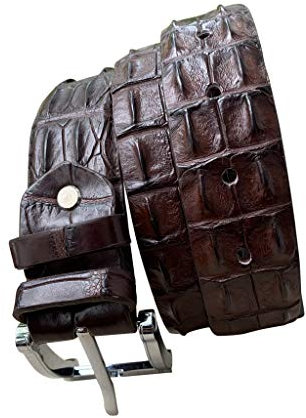 Generisch Echte Krokodil-Alligator-Gürtel für Herren, echter Krokodilgürtel für Herren, Riemenbreite 4cm (Brown Alligator hornback skin, Taillenumfang/Hosengröße 38)