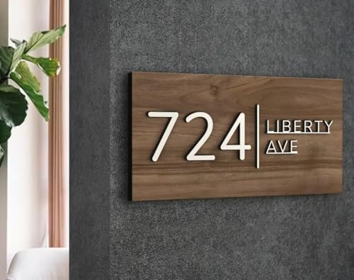 Benutzerdefinierte Hausnummernschild Personalisierte hölzerne 3D-Hausnummernschild Schallplatte Wanddekoration benutzerdefinierte hölzerne Namensschild Türschild für den Außenbereich Adressschild