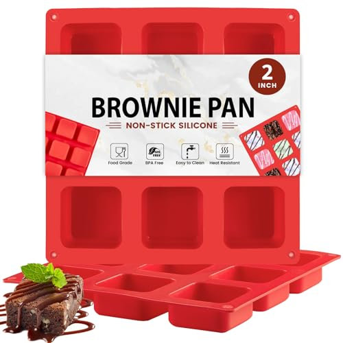 Socluer Moule Silicone, 2 Pcs Moules à Brownies, Moules à Pâtisserie, Anti-adhésif Moule à Chocolat pour Pain, Muffin, Cake et Savon