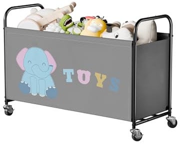 GRANNY SAYS Scatola per giocattoli con ruota, 135L organizzatore di stoccaggio per giocattoli extra large, cassetta portagiochi con ruote, contenitore in metallo per giocattoli per bambini, Grigio