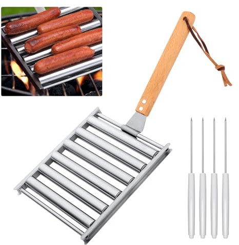 BBQ Hot Dog Roller Grill Barbecue Wurst Roller Grillrost mit Griff BBQ Hot Dog Griller für gleichmäßig gekochte Hot Dogs