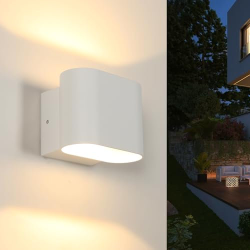 Comely Außenwandleuchte LED, 350° Drehbare Außenlampe IP65 Wasserdicht Wandleuchte Innen/Außen für Garten Terrasse Eingang, Weiß, Warmweiß 3000K