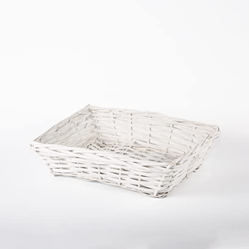 greenleaves Set of 10 White Wicker Hamper Trays, Large Gift Basket Trays