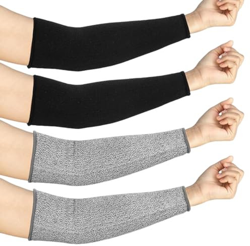 WeddHuis 2 Paar Cut Resistant Sleeves Klasse 5 Sicherheits Armschutz Schnittfeste Strickhüllen Armwärmer Sonnenschutz Gaming Sleeve Armstulpen