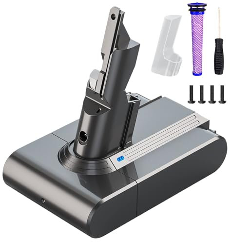 BuTurePre 6000mAh Replacement Battery for Dyson V7 SV11, Compatible with V7 Animal, Fluffy, Trigger, Motorhead, Mattress 21.6V Li-ion with Pre-Filter, 4 Screws, and Screwdriver