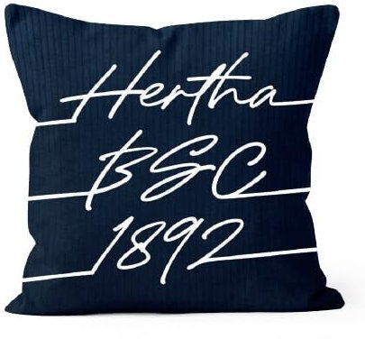 Hertha BSC Berlin Kissen Kopfkissen Dekokissen Cord Navy in 45 x 45 cm