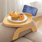 Bambus Sofa Arm Tablett Tisch mit 360° drehbarer mobiler Halterung - Runde Couch Arm Tablett zum Essen und Trinken - Clip On Sofa Tablett Tisch mit Armlehne Tablett