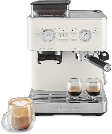 KitchenAid KES6551PL Semi-Automatic Espresso Machine with Burr Grinder, 2.5 L, Porcelain White