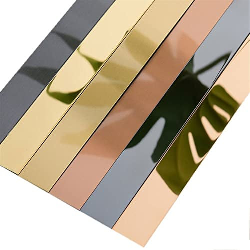 Bande de moulure autocollante en métal étanche de 2,4 m - Finition miroir / finition brossée - Idéal pour porte, mur, miroir, meubles, armoire, cadre photo, noir brossé, 1 cm de large