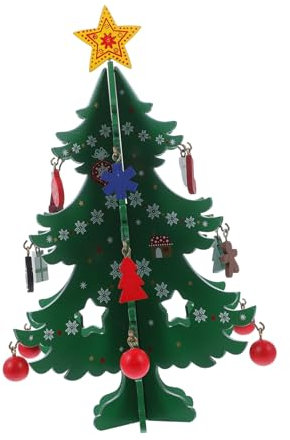VILLFUL Mini Árbol De Navidad De Madera Adorno Navideño Decorativo para Ventana Figura De Navidad Decoración del