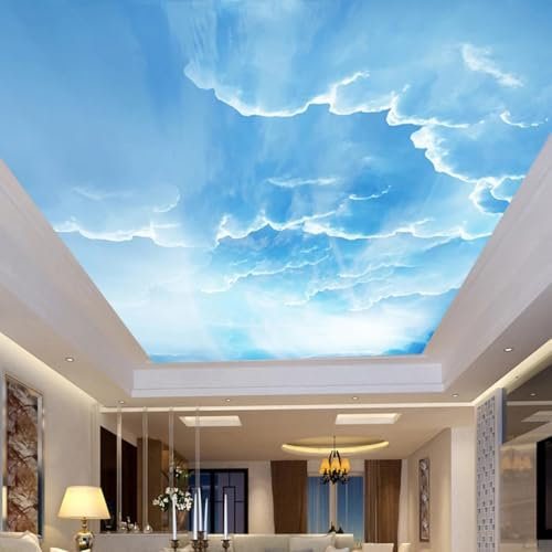 Kitquiver 3D Blue Sky and White Clouds Wall Mural Stickers Large 3D Sky Scenery Wallpaper Mural Photo Print Optical Illusion Wall Mural Art Print Wall Decoration Poster 430x300cm