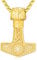 PARYFO Gold Thors Hammer Necklace 925 Sterling Silver Men's Mjölnir Chain Thor Hammer Pendant Gold-plated Nordic Runes Vegvisir Amulet Jewelry for Men Women, Sterling Silver