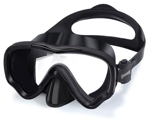 ITOWE Occhialini da nuoto per adulti con copertura per il naso, per uomini, donne e ragazzi, in vetro temperato, visione chiara a 180°, anti-appannamento, maschera da nuoto per piscina, senza perdite