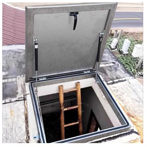 ZJKXJH 20 22 24 26 28 30 32 34 36 38 40 In Flat Roof Access Hatch Door, Weatherproof Pitched Roof Skylight Exit Lid with Rubber Seal, Steel Leakproof Manual Wellhead Cover(LXW-65x95cm/25.6 x37.4)