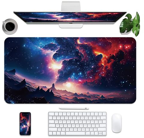 Schreibtischunterlage 80x40cm, Laptop Tischunterlage mit PU-Leder und Rutchfeste, office Mauspad Multifunktionales, Leicht zu reinigende Tischunterlage, Tischschutz Unterlage (Galaxie, 31.5 „x 15.7“)