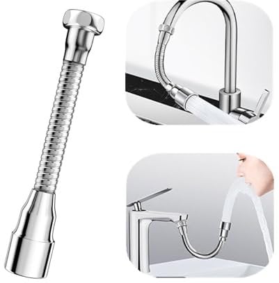 Faucet Extender with 360° Rotation Professional Tap Extender Tap Extension Stainless Steel Kitchen Faucet Aerator Extender for Kitchen,Efficient Water Saving(14 cm,Silver)