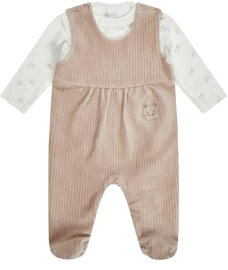 Sterntaler Strampler-Set Katze Lilly aus Nicki mit Langarmshirt – Mädchen Baby und Kinder – mit Blumenprint, Stickerei und Wickelöffnung – Sandfarben, Größe 62