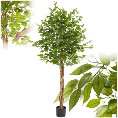 TecTake® Ficus Artificial, Planta Artificial Grande y Realista, Plantas Artificiales Grandes, Decoración Hogar y Oficina, Arbol Artificial con Hojas Detalladas, Decoración Salon - 180 cm de Alto