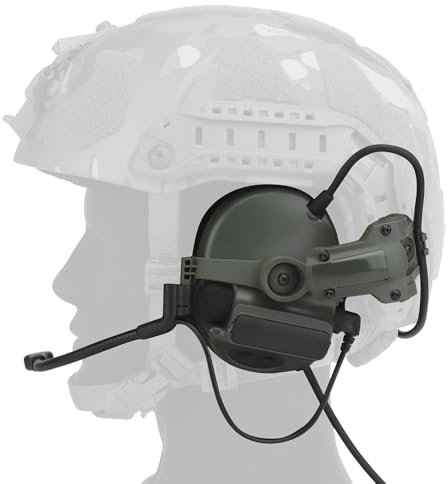 Jungle Leopard C5 Taktisches Headset Helm tragen mit Rauschunterdrückung Jagd Schießen Gehörschutz Kopfhörer Airsoft Ohrenschützer mit Schienenadapter(OD)