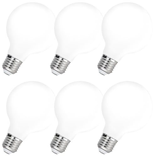 HUAMu E27 LED Lampe, Glühbirne Globe Milky, 5 Watt (entspricht 50 Watt), 550 Lumen, Warmweiß, 2700 K, G80, Ø 8 cm, 6er Pack